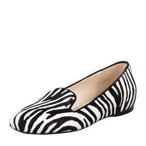 Peter Kent Zebra Print Calf Hair Loafers Sz 37